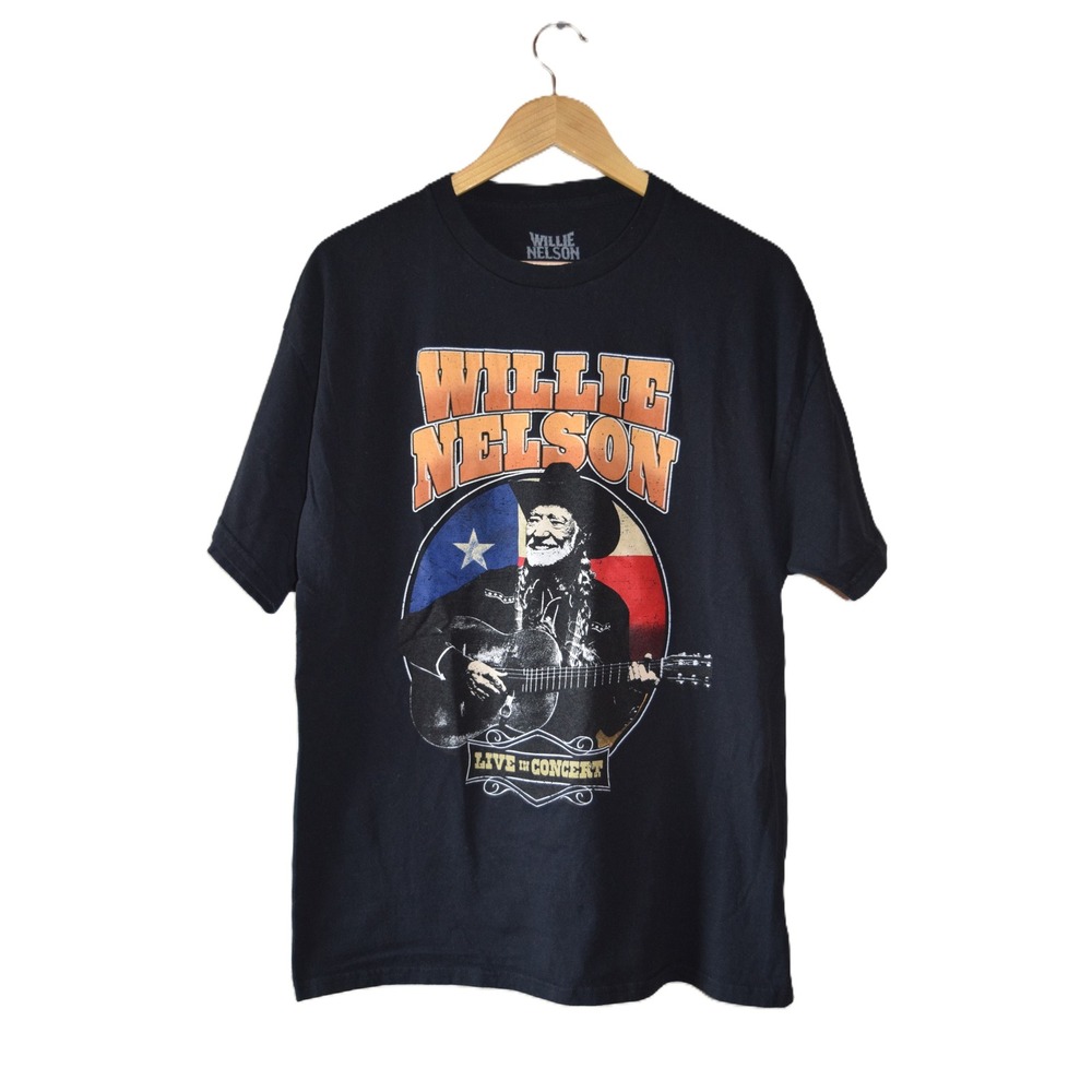 Willie Nelson Graphic Tee Mens XL Black Excellent 2024 Live Concert Tour Shirt